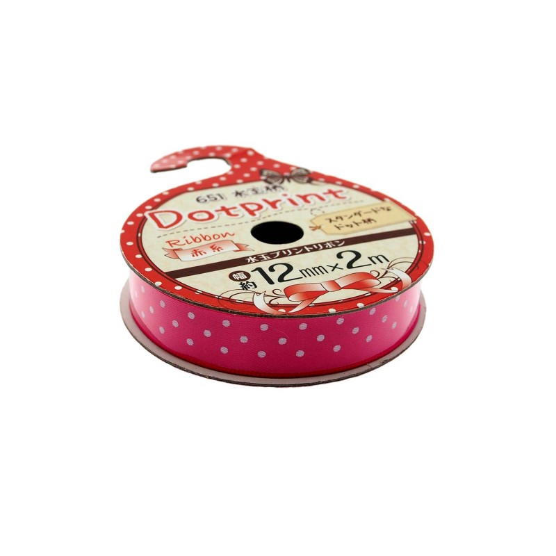 Ribbon Printed Small Dots Red 12mm x 2m